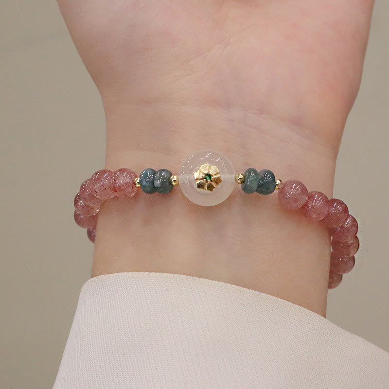 KarmaRipple's Authentic Strawberry Quartz Chalcedony Jade Balancing Bracelet p4