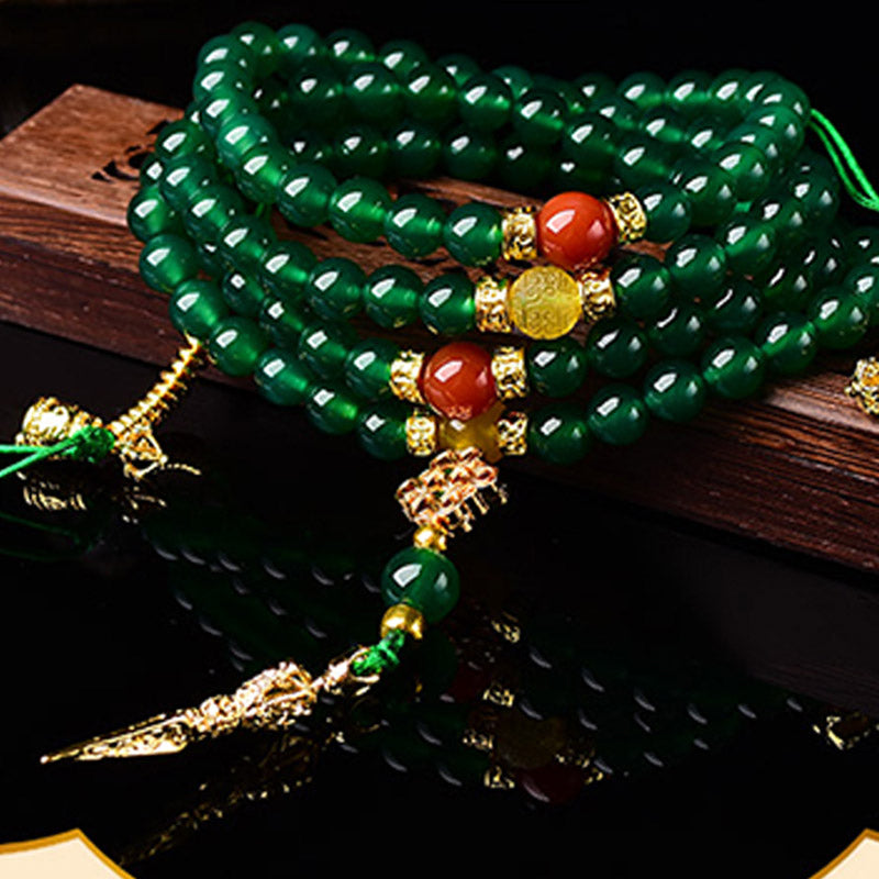 KarmaRipple's 108 Beadwork Authentic Green Agate Success Bracelet Mala p1
