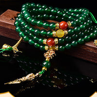 KarmaRipple's 108 Beadwork Authentic Green Agate Success Bracelet Mala