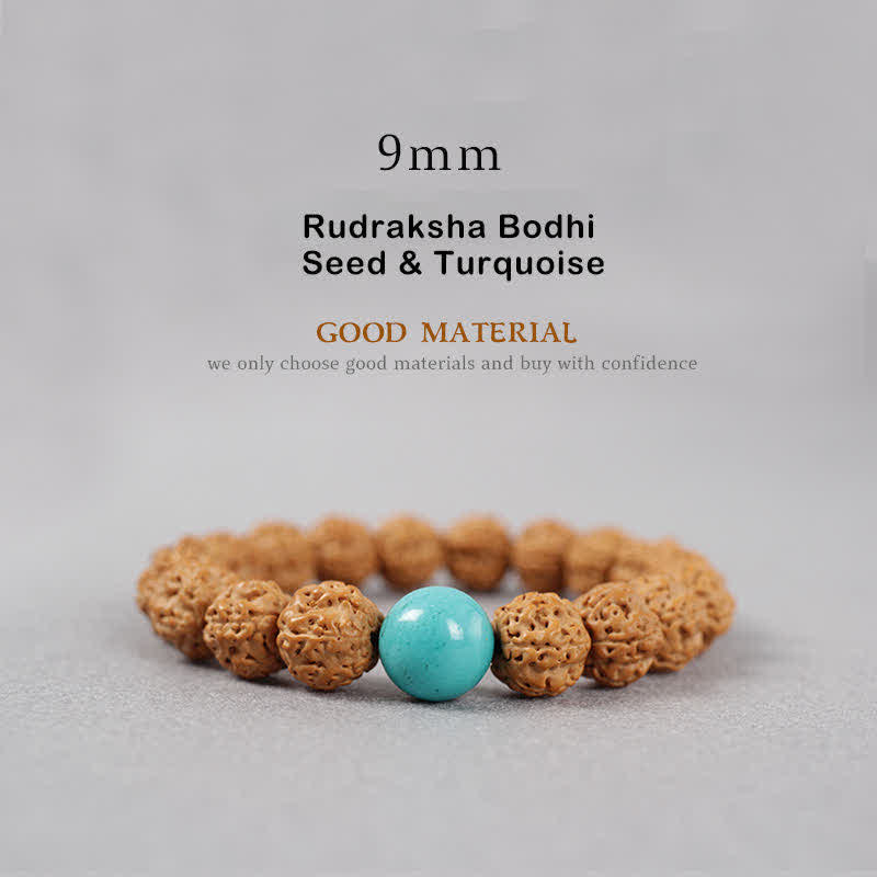 KarmaRipple's Tibet Rudraksha Bodhi Seed Dzi Bead Amber Turquoise Wealth Bracelet p3