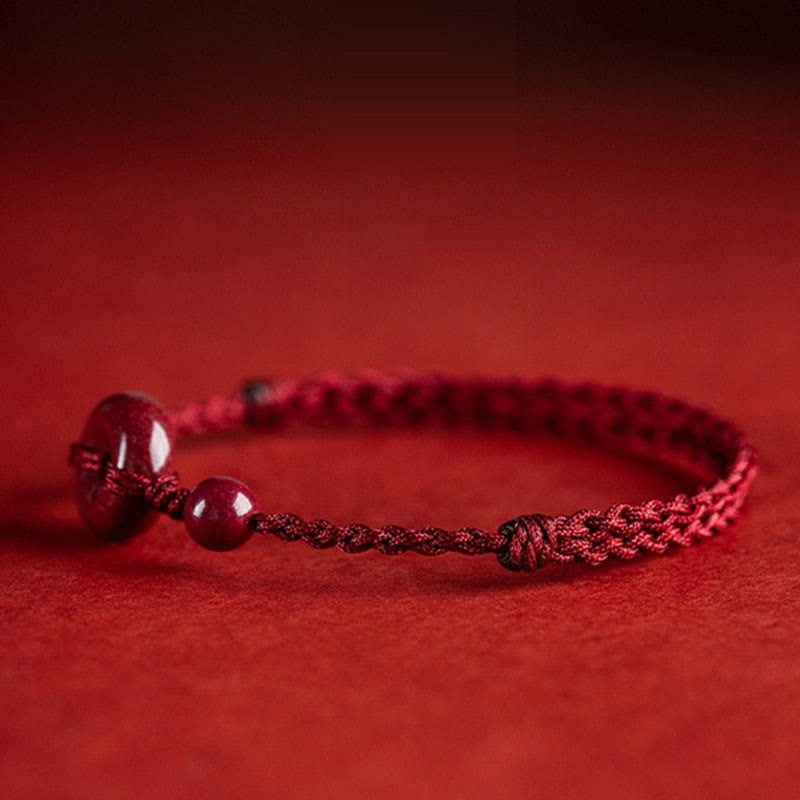 KarmaRipple's Handmade Cinnabar Peace Buckle Safe and Healthy Talisman Blessing String Bracelet Anklet p17