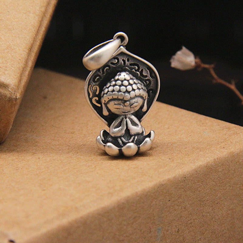 KarmaRipple's 999 Sterling Silver Meditation Buddha Lotus Serenity Pendant Necklace p6