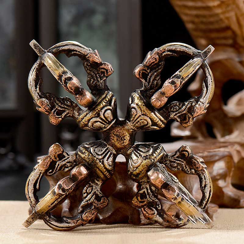 KarmaRipple's Tibetan Handmade 5 Prong Double Dorje Bronze Iron Thunderbolt Strength Vajra p10