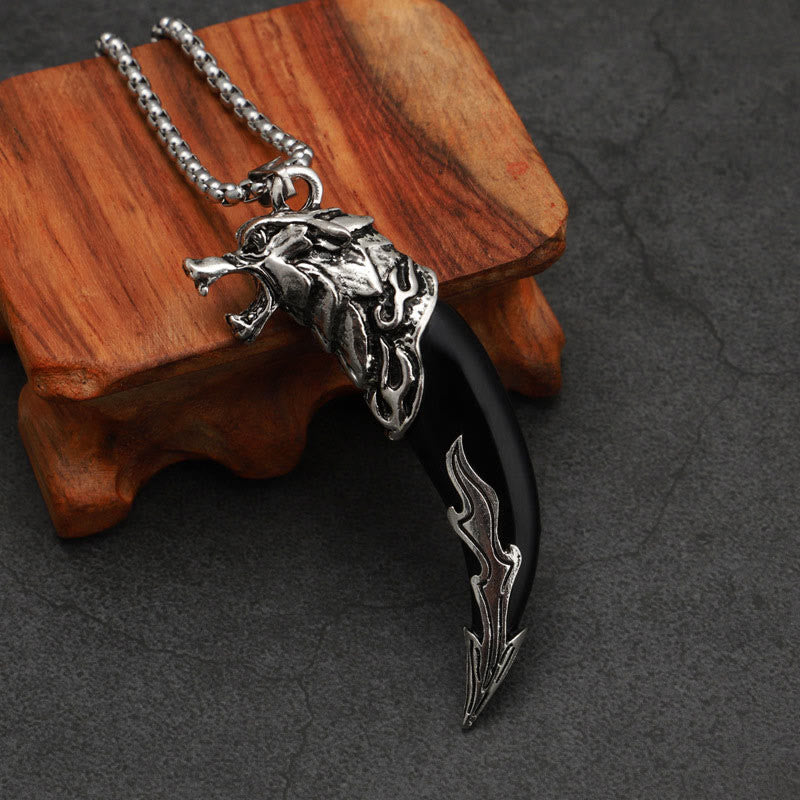 KarmaRipple's Imitation Wolf Tooth Titanium Steel Balance Pendant Necklace p4