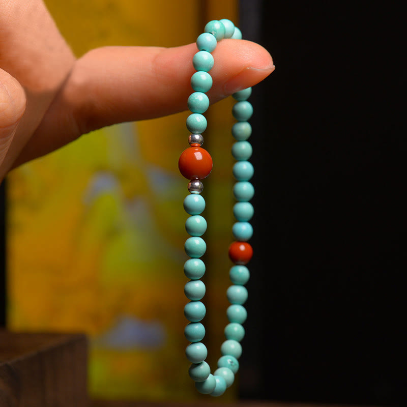 KarmaRipple's Turquoise Red Agate Bead Protection Bracelet p3