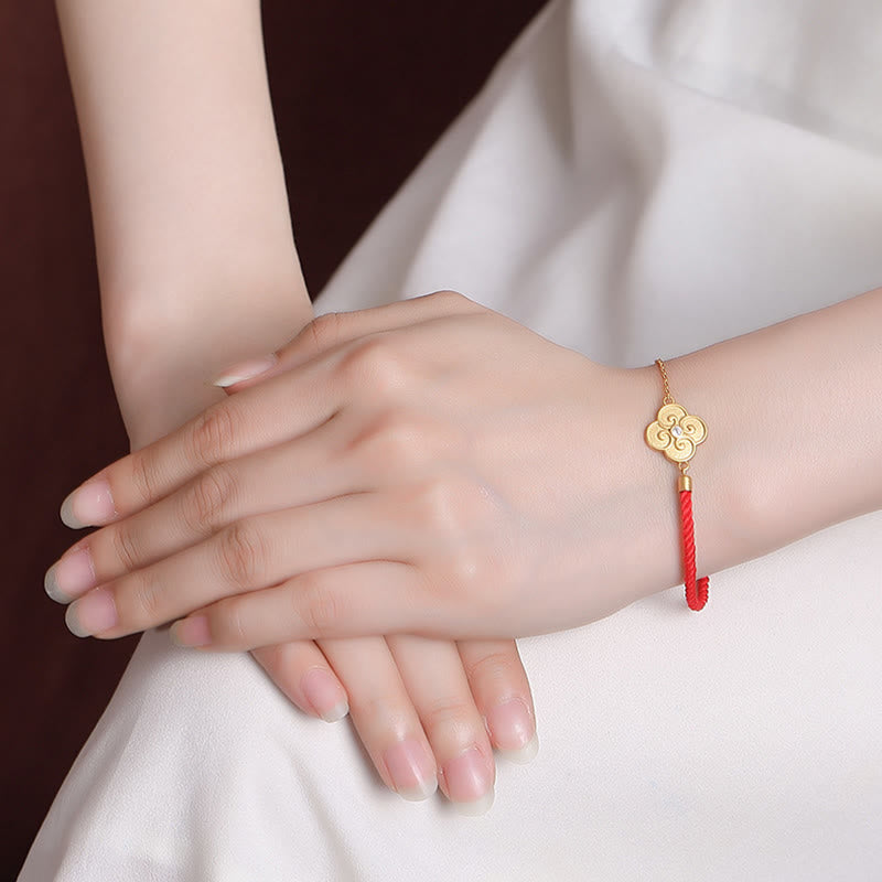 KarmaRipple's 925 Sterling Silver Plated Gold Four Leaf Clover Zircon Fortune Bracelet p4