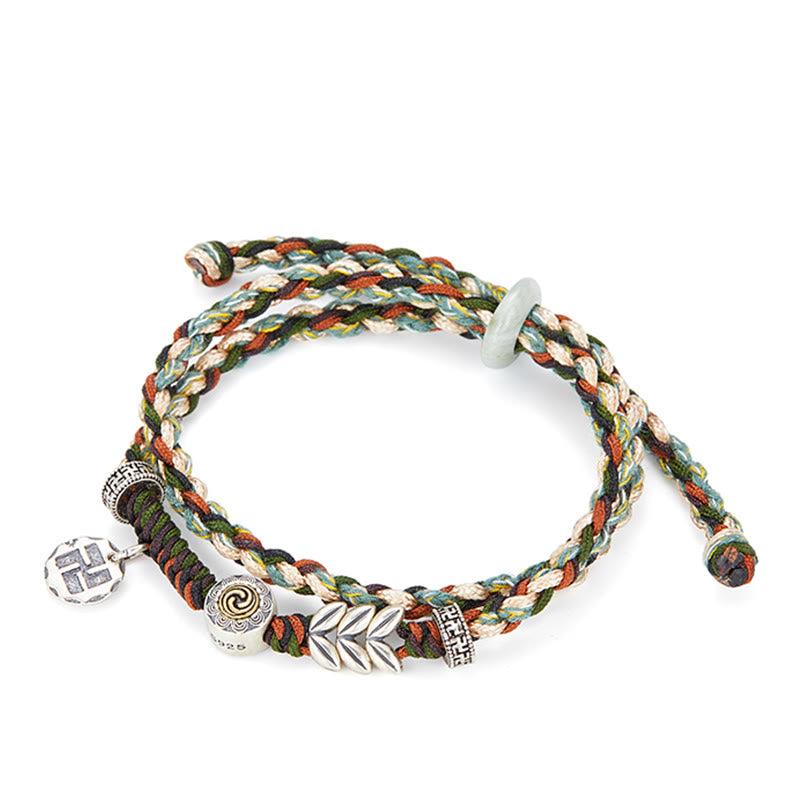 KarmaRipple's 925 Sterling Silver Swastika Wheat Pattern Handmade Fortune Bracelet p11