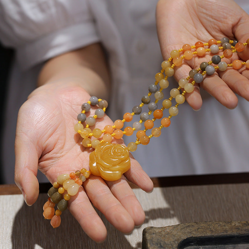 KarmaRipple's Tibetan Golden Silk Jade Wealth Necklace Pendant p7