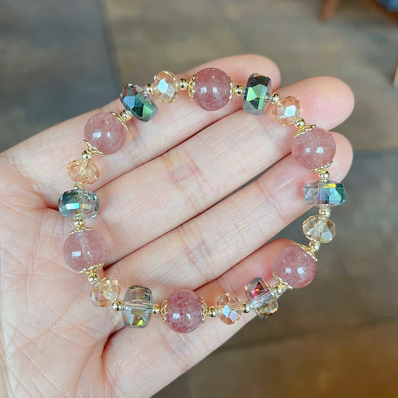 KarmaRipple's Authentic Strawberry Quartz Colorful Gemstone'sitive Bracelet p9