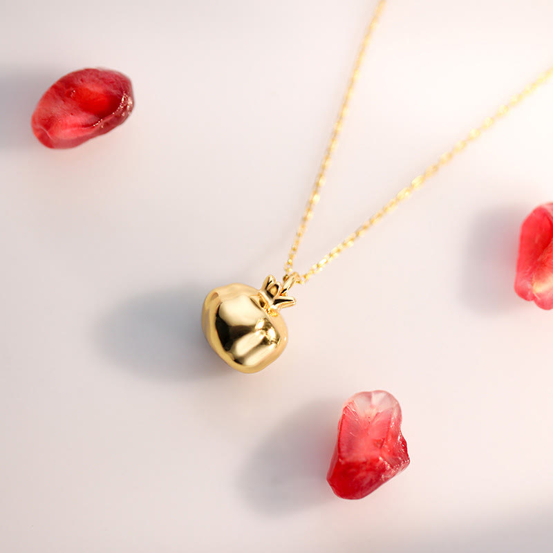 KarmaRipple's 925 Sterling Silver 18k Gold Plated Pomegranate Garnet Gemstone'ssion Talisman Pendant Necklace p3