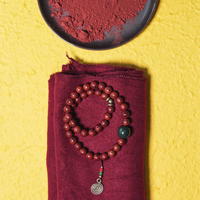 KarmaRipple's Bodhi Seed Cyan Jade Bronze Peace Fortune Bracelet p11