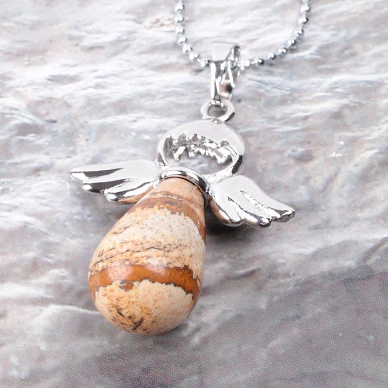 KarmaRipple's Little Angel Wings Authentic Gemstone Fortune Pendant Necklace p23