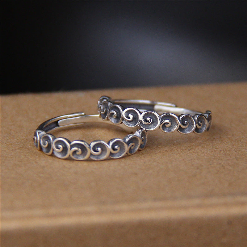 KarmaRipple's 925 Sterling Silver Auspicious Clouds Engraved Ring p3