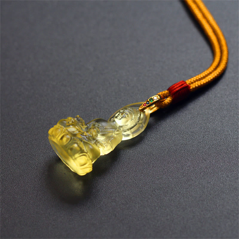 KarmaRipple's Blue Tathagata Buddha Medicine Buddha Liuli Gemstone Serenity Amulet Pendant Necklace p24