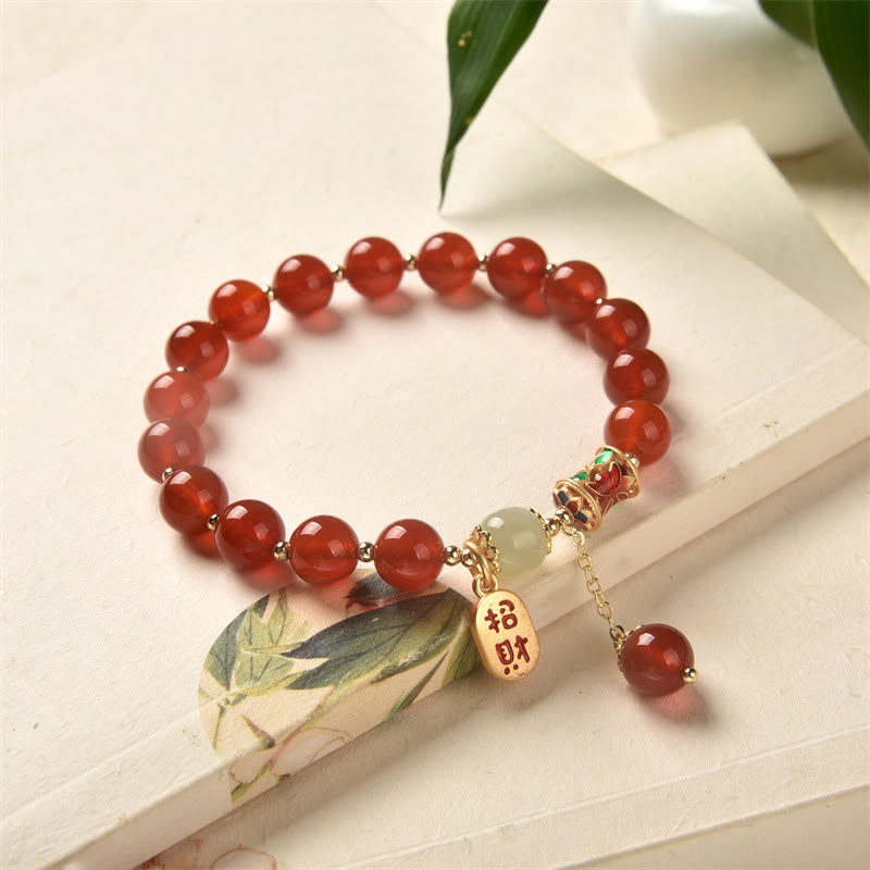 KarmaRipple's Authentic Red Agate Jade Confidence Fortune Blessing Talisman Bracelet p14