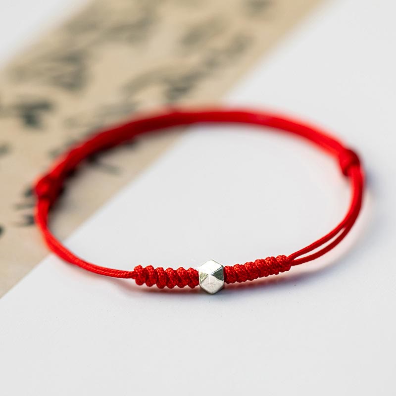 KarmaRipple's 925 Sterling Silver Fortune Bead Protection Red String Woven Bracelet p2