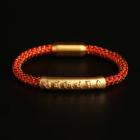 KarmaRipple's Handmade 999 Sterling Silver Om Mani Padme Hum Protection Dragon Scale Woven Magnetic Buckle Bracelet