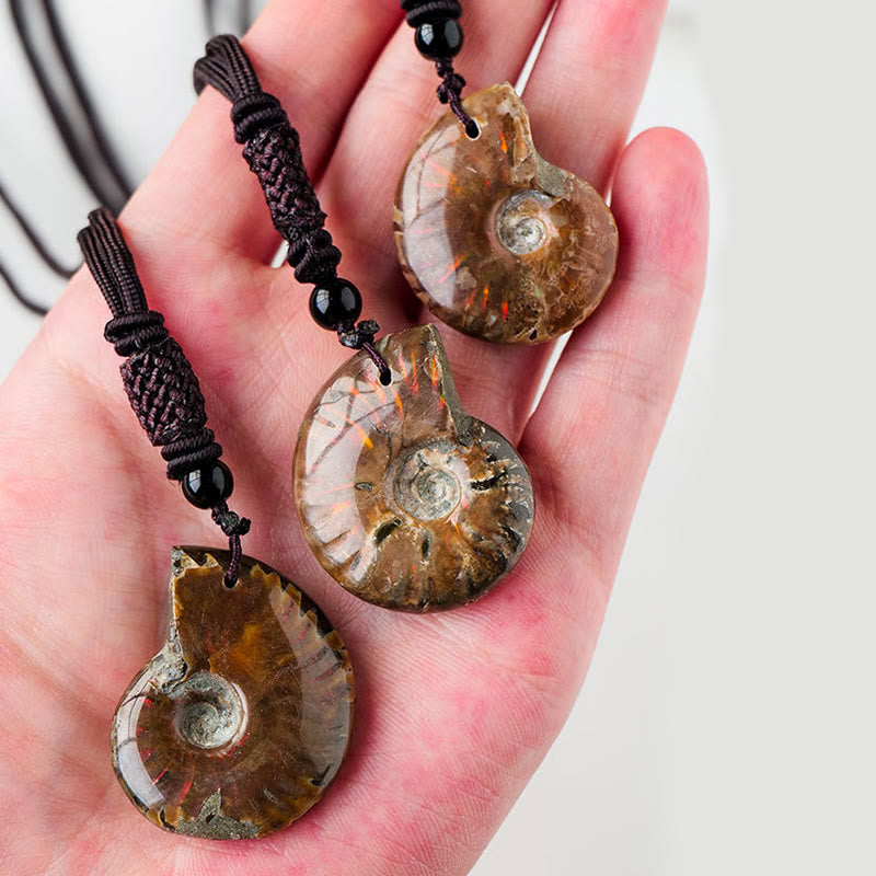 KarmaRipple's Authentic Ammonite Fossil Snail Pattern Meditation Balancing Pendant Necklace p4