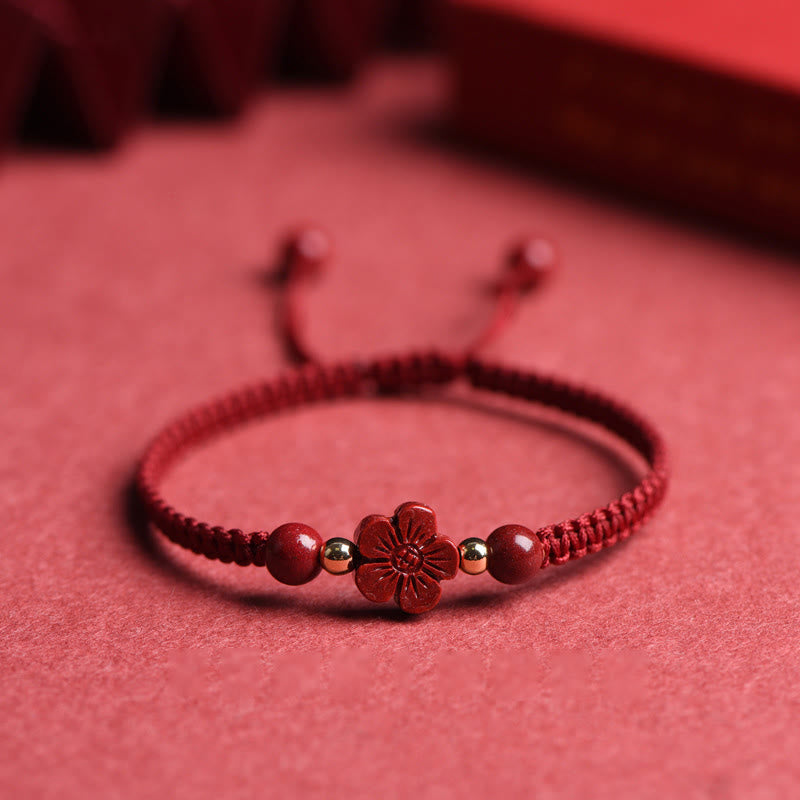 KarmaRipple's Four Leaf Clover Five-petal Flower Cinnabar Blessing Red String Bracelet p18