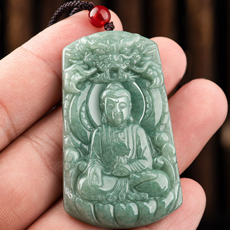 KarmaRipple's Tathagata Buddha Dragon Jade Amulet Serenity String Pendant p4
