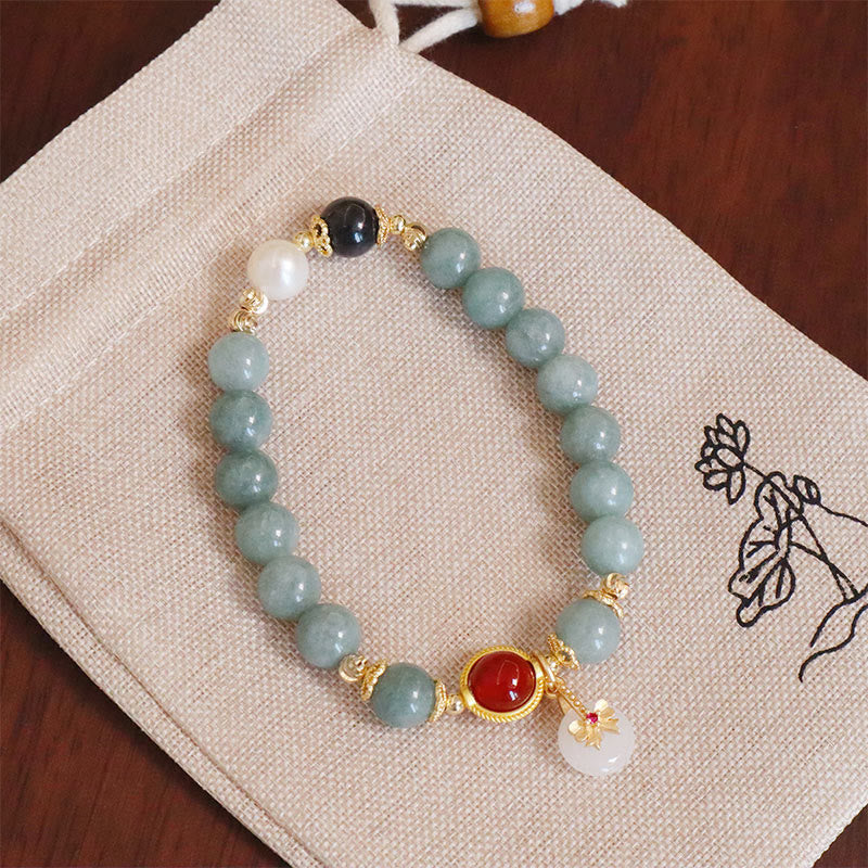 KarmaRipple's Authentic Jade Red Agate Pearl Bow Tie Fortune Bracelet p2