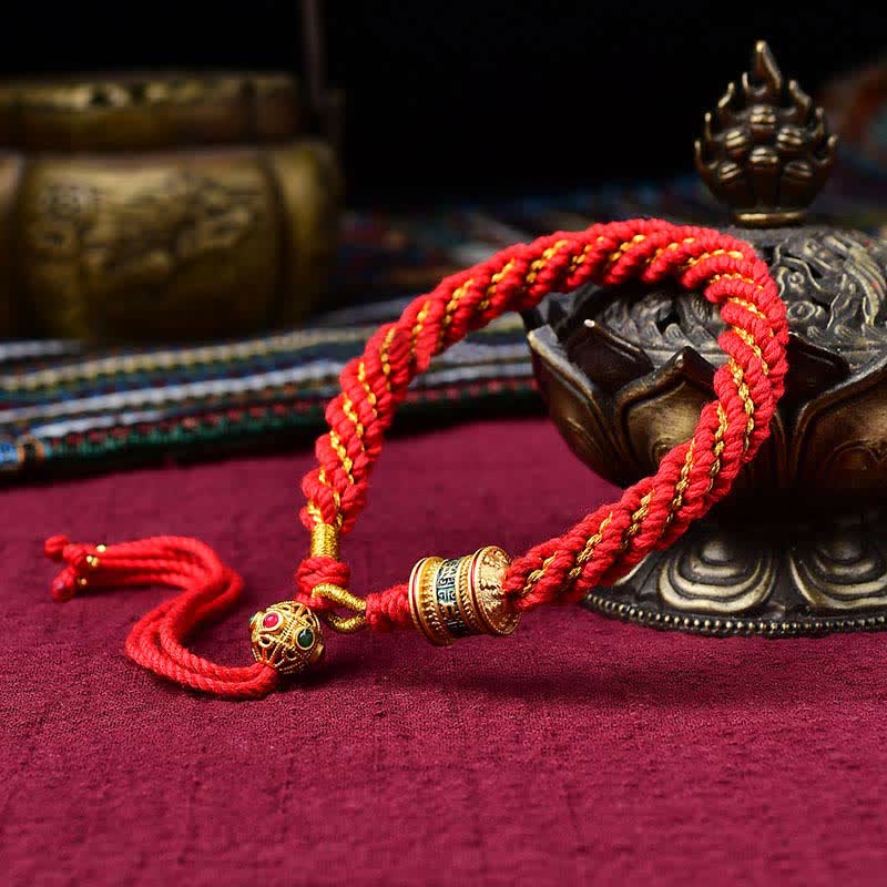 KarmaRipple's Tibetan Handmade Fortune Thangka Prayer Wheel Talisman Weave String Bracelet p33