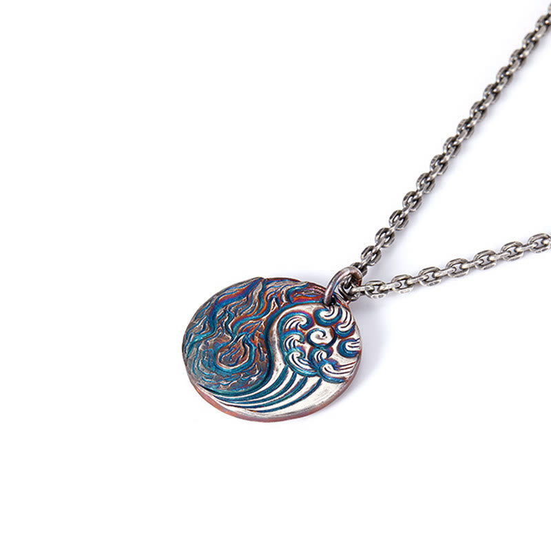 KarmaRipple's 990 Sterling Silver Yin Yang Water and Fire Balance Pendant Necklace p7