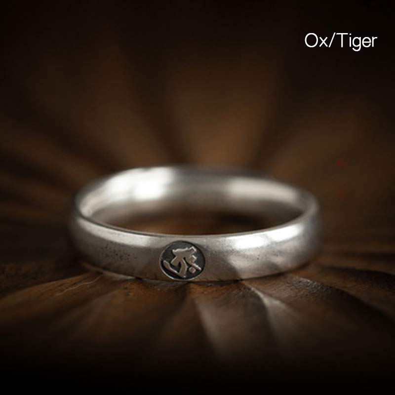 KarmaRipple's 925 Sterling Silver Chinese Zodiac Natal Buddha Blessing Pair Ring p34
