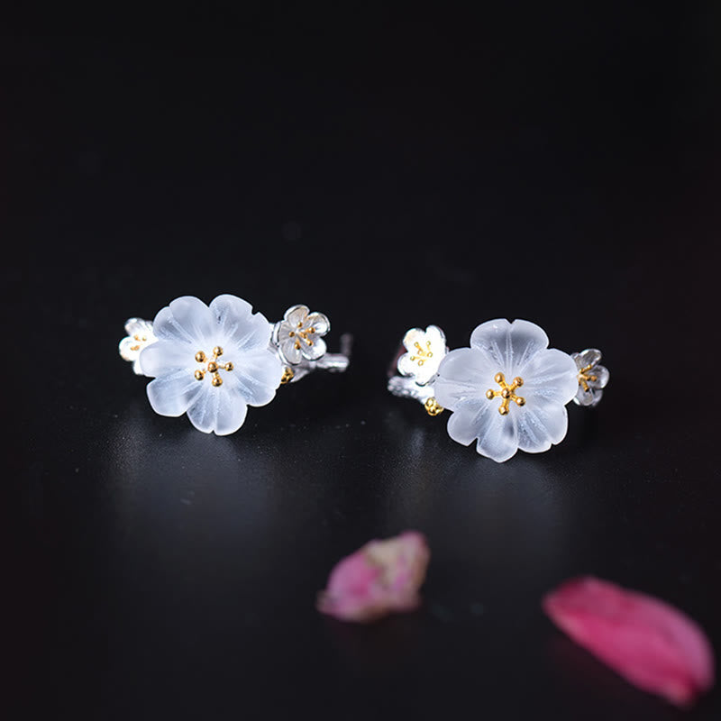 KarmaRipple's 925 Sterling Silver Plum Blossom Floral Blessing Earrings p19