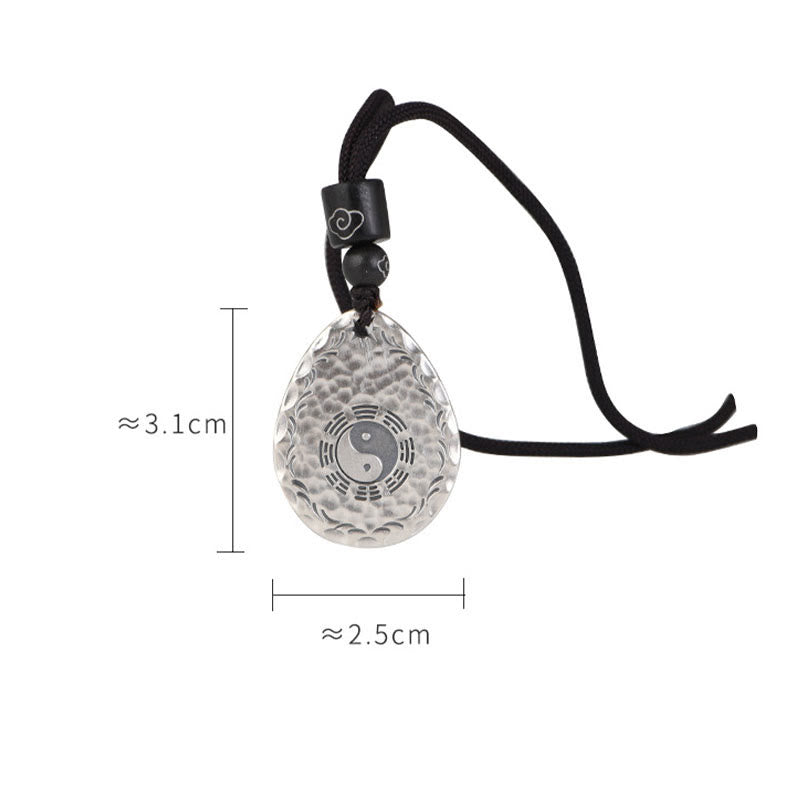 KarmaRipple's Vintage 999 Sterling Silver Yin Yang Bagua Water Drop Design Balance Balance Pendant Necklace p16