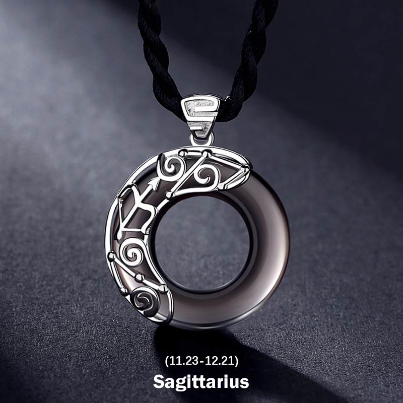 KarmaRipple's 12 Constellations of the Zodiac Ice Obsidian Blessing Round Necklace Pendant p9