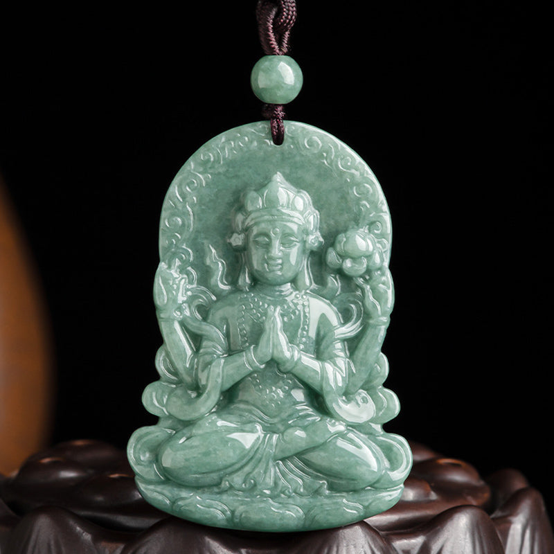 KarmaRipple's Four-armed Avalokitesvara Authentic Jade Amulet Blessing String Pendant p6