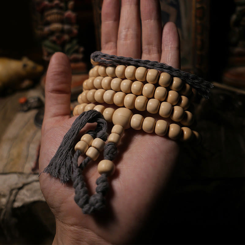KarmaRipple's 108 Mala Beadwork Abelia Biflora Wood Warding Off Evil Spirits Wrist Mala p14