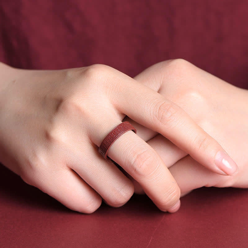 KarmaRipple's Cinnabar Om Mani Padme Hum Auspicious Clouds Blessing Ring p8