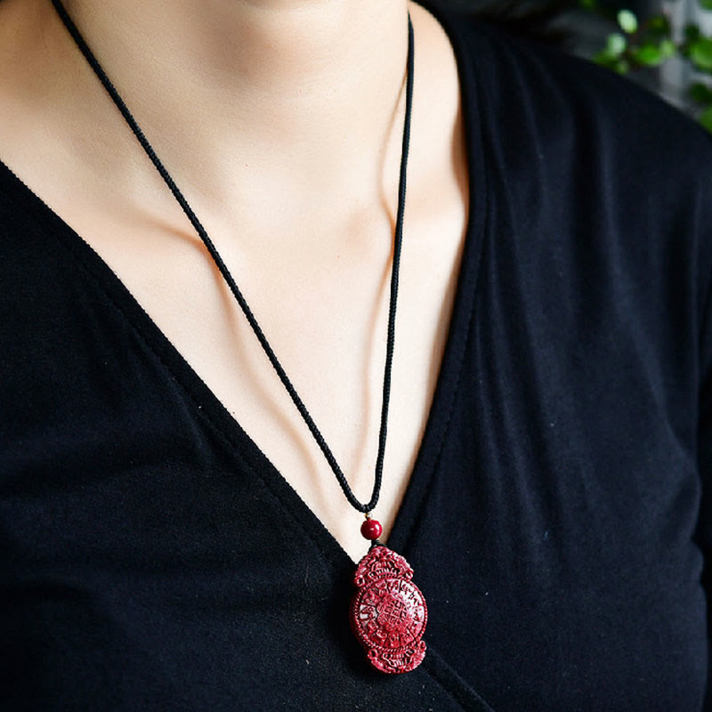 KarmaRipple's Laughing Buddha Yin Yang Chinese Zodiac Gourd Authentic Cinnabar Blessing Pendant Necklace p22