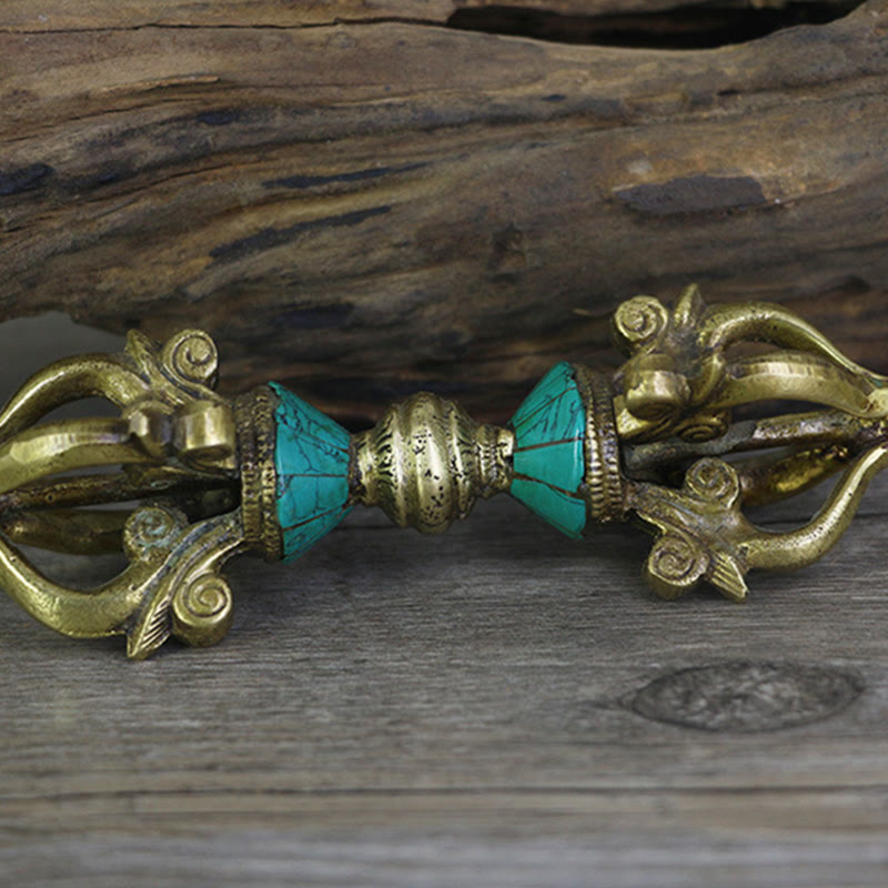 KarmaRipple's Tibetan Five Prong Vajra Dorje Handcrafted Nepal Spiritual Power Bronze Decoration p4