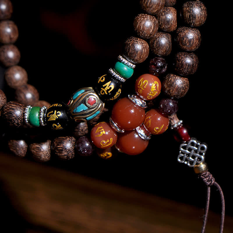 KarmaRipple's 108 Mala Beadwork Vietnam Hoi An Agarwood Red Agate Peace Strength Bracelet p7