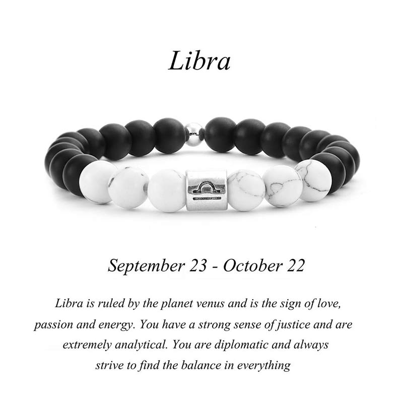 KarmaRipple's 12 Constellations of the Zodiac Authentic Frosted Stone Ivory Turquoise Bead Fortune Bracelet p26