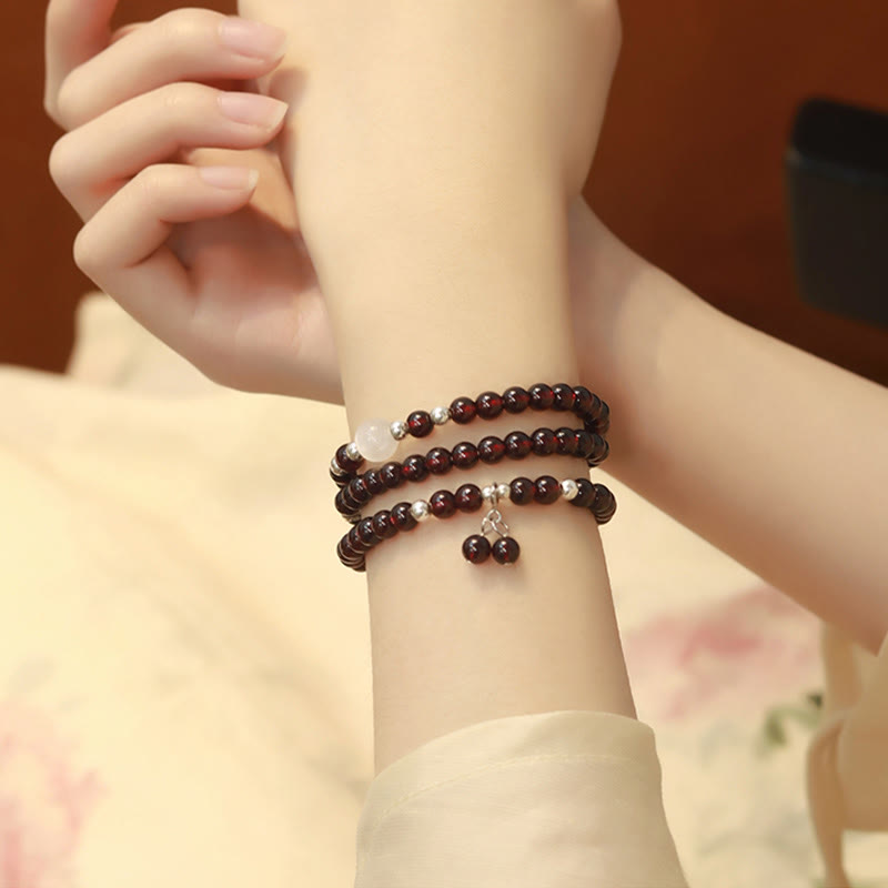 KarmaRipple's 925 Sterling Silver Authentic Garnet Cat Eye Protection Triple Wrap Bracelet p8