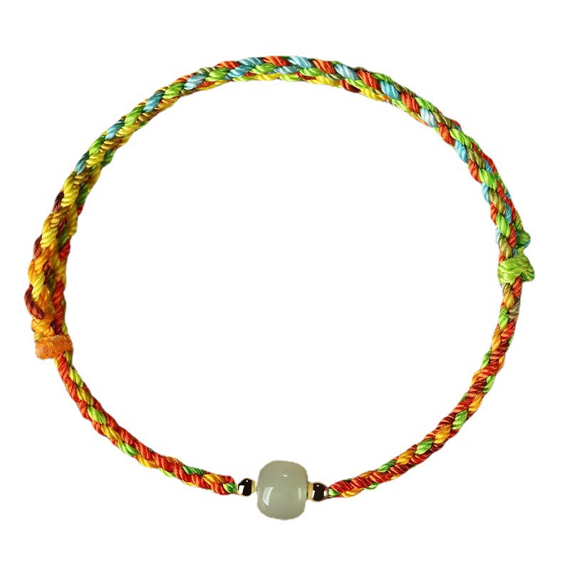 KarmaRipple's Colorful Rope Fortune Jade Bead Abundance Bracelet p5