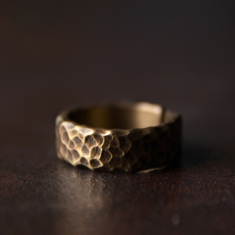 KarmaRipple's Tibetan Bump Texture Design Bronze Brass Fortune Ring p2