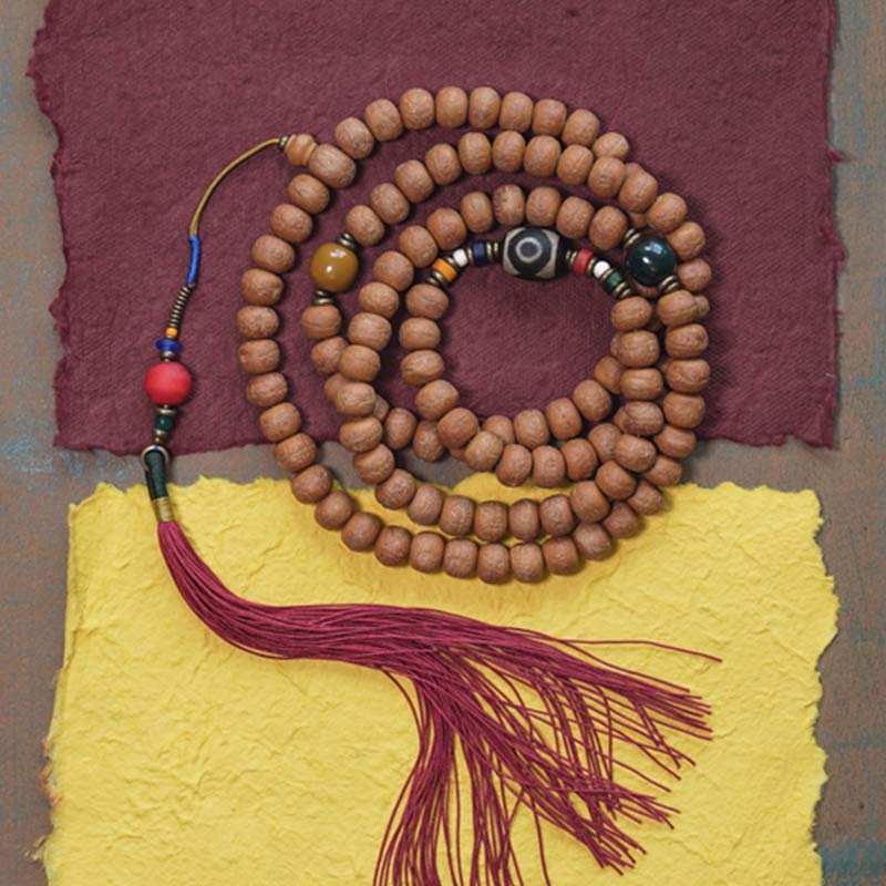 KarmaRipple's 108 Mala Beadwork Bodhi Seed Dzi Bead Peace Tassel Bracelet p2