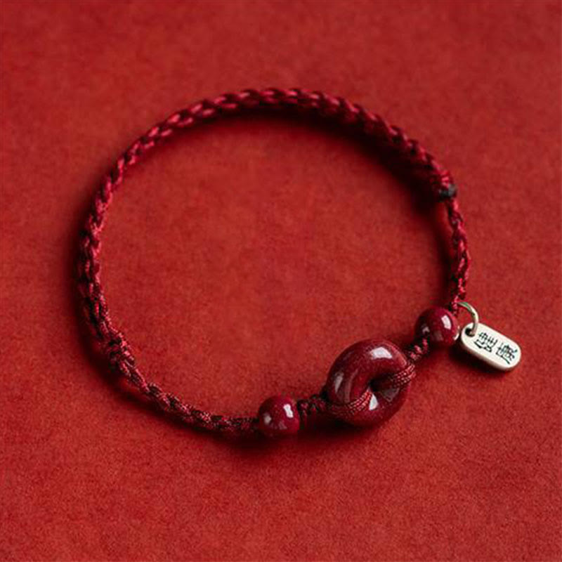 KarmaRipple's Handmade Cinnabar Peace Buckle Safe and Healthy Talisman Blessing String Bracelet Anklet p7