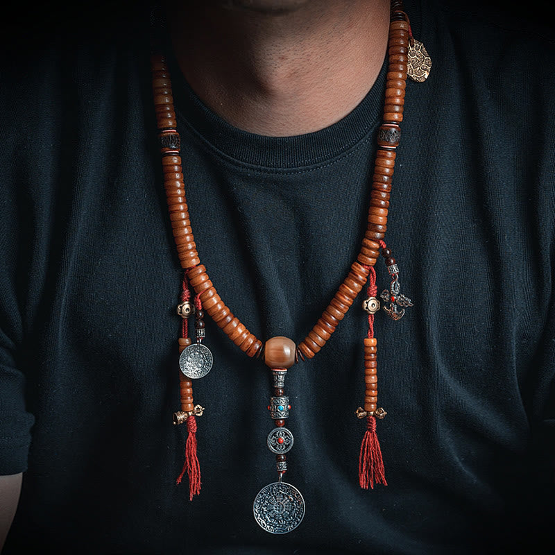 KarmaRipple's Tibetan 108 Mala Beadwork Yak Bone Dzi Bead Nine Palaces Eight Diagrams Talisman Strength Bracelet p17