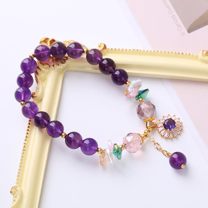 KarmaRipple's Authentic Amethyst Zircon Sun Balancing Spiritual Talisman Bracelet p3