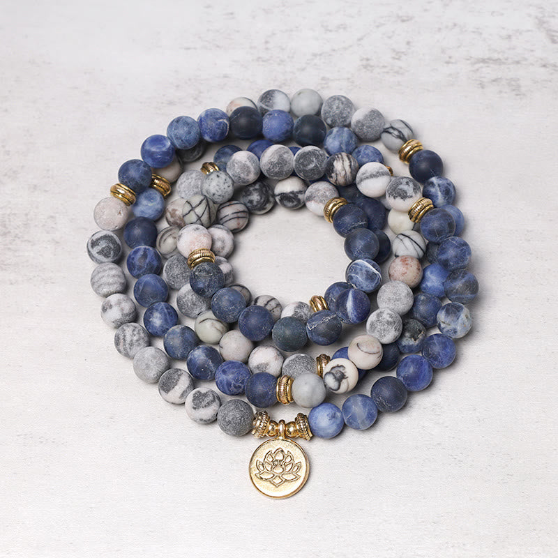 KarmaRipple's 108 Authentic Stone Mala Bead Lotus Necklace Bracelet p2