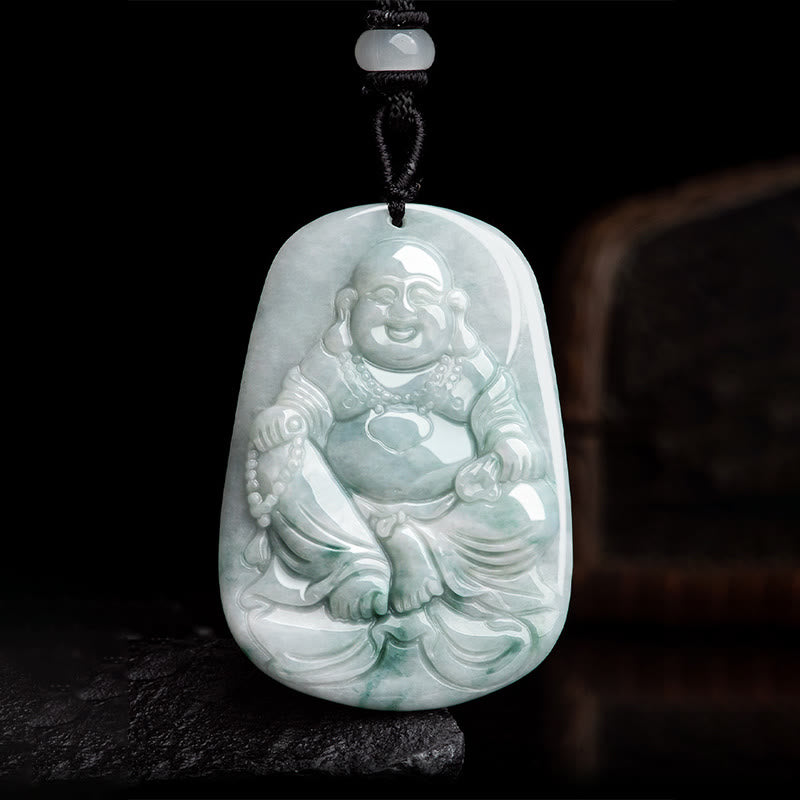 KarmaRipple's Authentic Jade Laughing Buddha Maitreya Buddha Fortune String Pendant Necklace p7