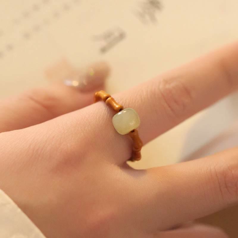 KarmaRipple's Hetian Jade Beaded Bamboo Prosperity Fortune Ring p7