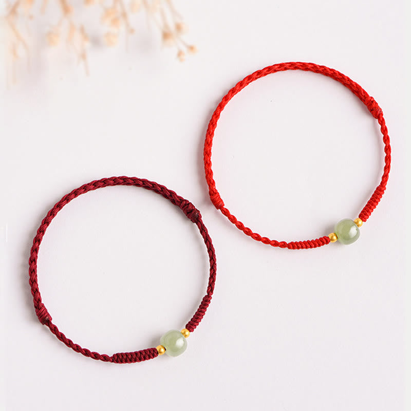 KarmaRipple's Handmade Jade Fortunate Bead Prosperity Woven Bracelet p9