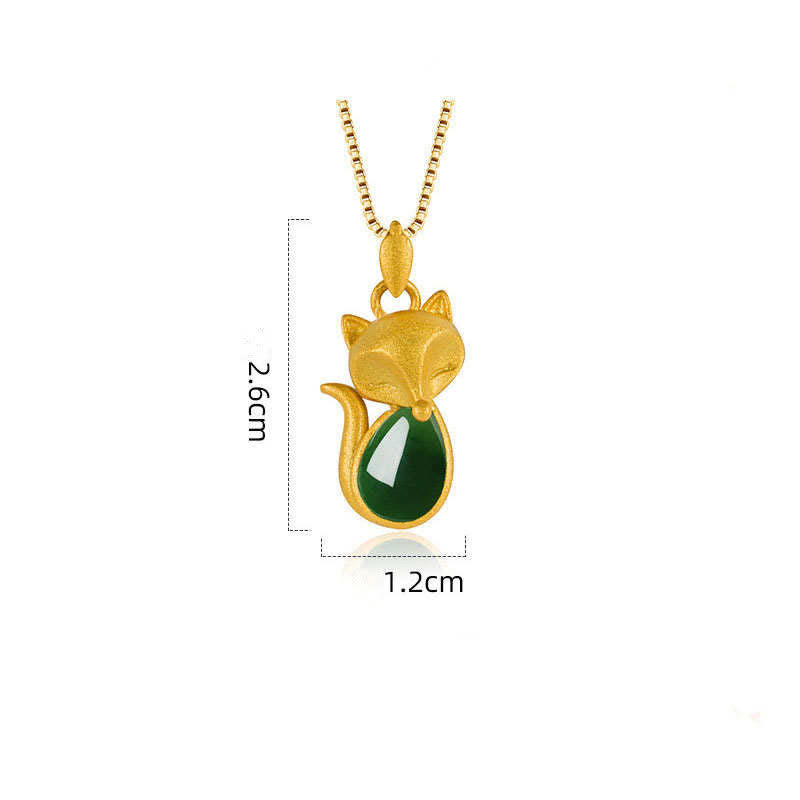 KarmaRipple's Green Chalcedony Fox Pattern Courage Pendant Necklace p10